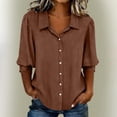 thumbnail image 2 of KyCheLot Women's Button down Shirts Fall 3/4 Sleeve Lapel Neck Solid Color Shirts Casual Comfy Business Shirts, 2 of 5