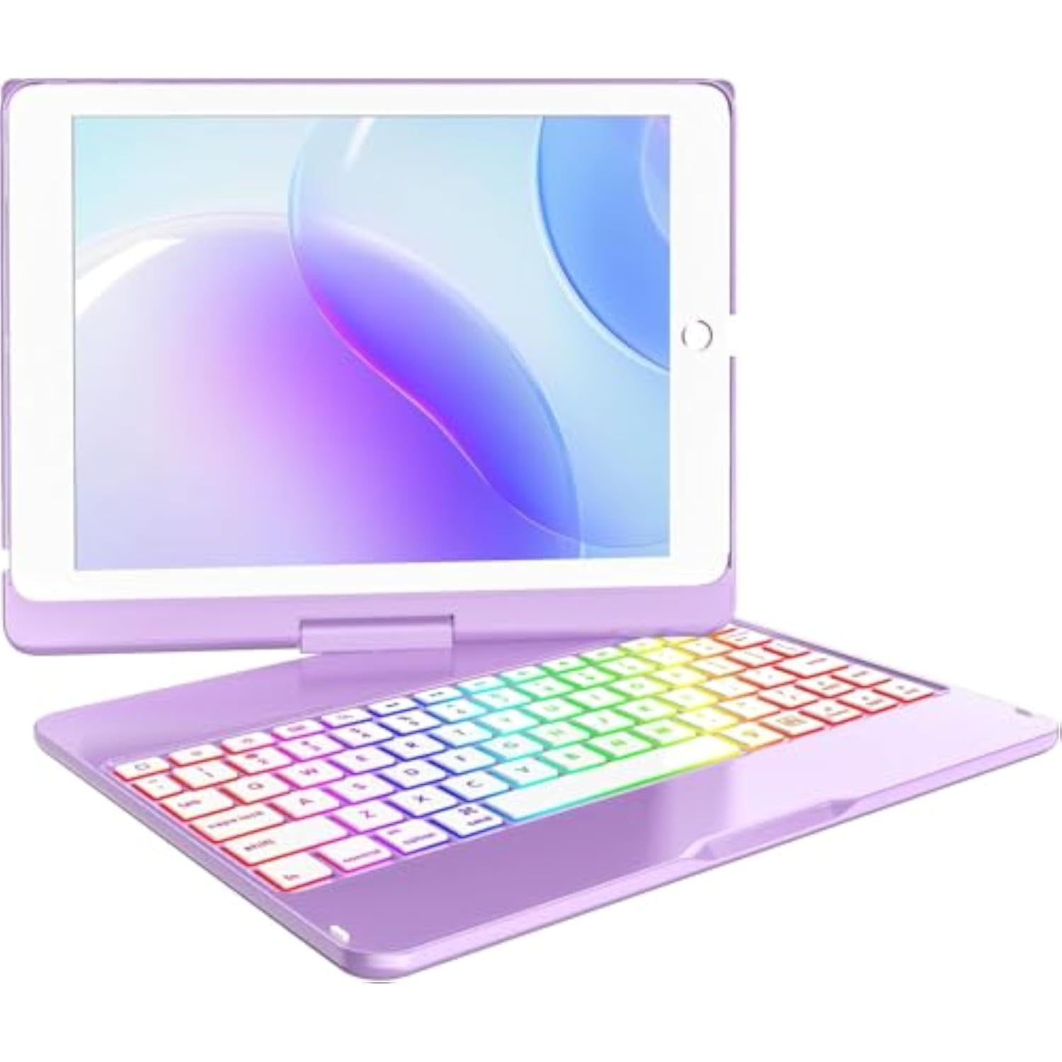 360° Rotatable Keyboard Case with 10-Color Backlit Keys for 9.7" iPad 5th/6th Gen, iPad Air 1st/2nd Gen & iPad Pro 9.7-inch,Light Purple