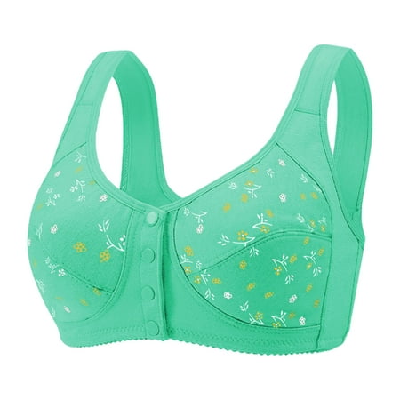 ASFGIMUJ Bras For Women Full Coverage Full Cup Print Thin Underwear Plus Size Front Button Wireless Sports Lace Bra Breast Cover Large Size Bras Comfort Bra