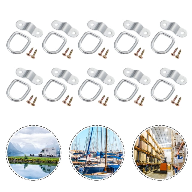 AURARMLET 10Pcs Trailer D Rings Heavy Duty Galvanized Iron Protective Hardware D Rings for Trucks