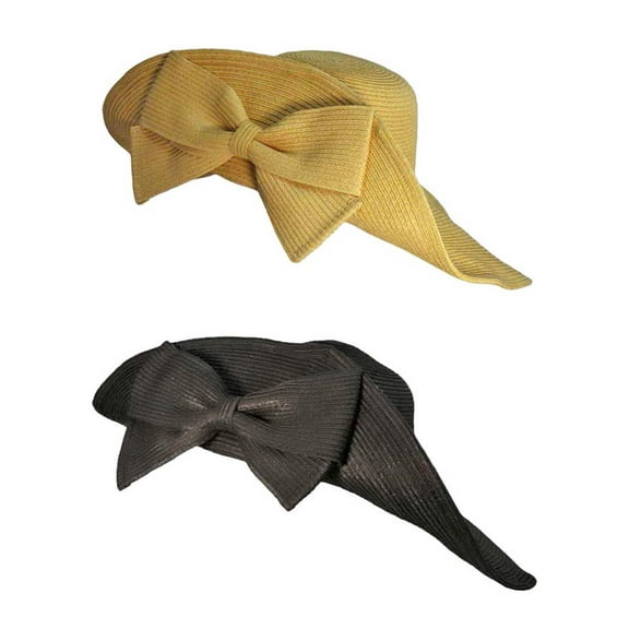Black & Beige 2-Pack Floppy Hat With Turned Up Brim