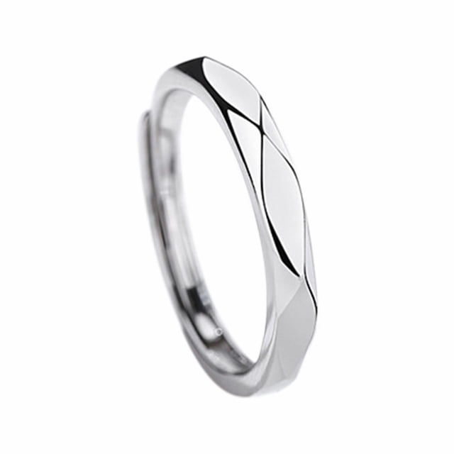 Anillo Ajustable para Pareja de Plata Italiana 925 Negro y Anillo para Hombre y Mujer Un Anillo Ligero y Lujoso para Amantes