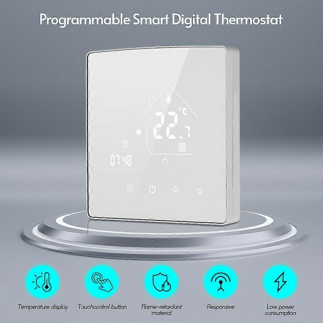 Programmable Smart Digital Thermostat Mirror Room Temperature Controller with LCD Backlight Touchscreen for Home School Office Hotel