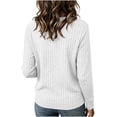 thumbnail image 7 of TEAJOPSUU Women's Pullover Sweatshirts Striped Long Sleeve Crew Neck Sweaters Fall Winter Soft Casual Clothes Loose Fit White, 7 of 7