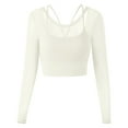 thumbnail image 3 of SWSMCLT Women's Long Sleeve Top Mesh Yoga Shirt Soft Fashion Cut Out Fitted Pull On Cami Crop Yoga Sheer Backless White X-Small, 3 of 5