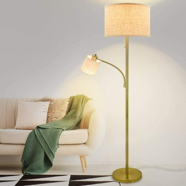 Dllt Rustic Floor Lamps For Living Room Modern Tall Pole Light With Adjustable Reading Vintage Standing Lamp Contemporary Mid Century Bedroom Study Fabric Shade E26 Bulb Included Com Dllt Rustic Floor Lamps For Living Room, Rustic Floor Lamps For Living Room