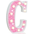 thumbnail image 1 of Pooqla Luces LED para Marquesina, Letra del Alfabeto con Purpurina Rosa iluminada, Letrero E, Funciona con Pilas para luz Nocturna, Fiesta de cumpleaños, Boda, Regalos para niñas, decoración navideña, 1 of 4