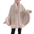 thumbnail image 2 of Wancir Poncho Shawl Wrap Winter Faux Fur Cape Cloak Coat with Faux Fur Trim Sleeveless Cardigan for Party, 2 of 2