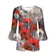 thumbnail image 5 of Blusa de verano para mujer con estampado de pliegues sexy y mangas 3/4 con cuello en V y botones OAVQHLG3B Store  lin121212, 5 of 5