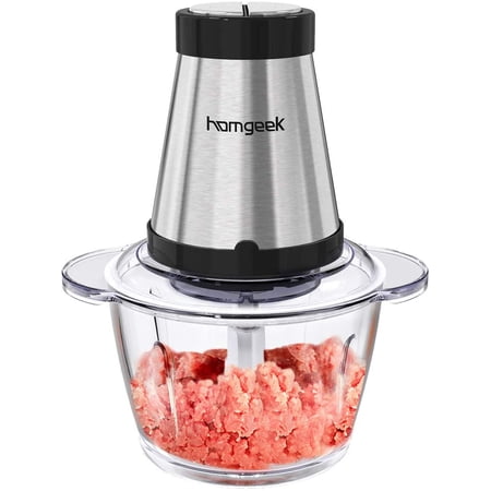 homgeek Electric Food Chopper, 5 Cup Portable Food Processor for Vegetable, Onion, Nut, Meat and More, Fast & Slow 2-Speed,4 Sharp Blades, 300 Watt