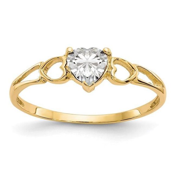 Primal Gold 14 Karat Yellow Gold White Topaz Birthstone Ring