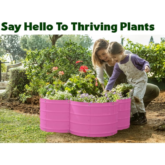 Plant & Plot Galvanized Raised Garden Beds Outdoor // 3×3×1 ft Planter Raised Beds for Gardening, Vegetables, Flowers // Large Metal Garden Box (Pink) // Patented Tool-Free Design