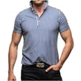 thumbnail image 4 of Timoontee Men's Fashion Short Sleeve Tee Collared Button Detail Printed Casual Durable All Season Easy Care Everyday Wear Blue XXL, 4 of 9