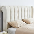 thumbnail image 6 of Full size Regal Chesterfield-Style Tufted Sleigh Bed with Textured Upholstery and Dark Wood-Effect Feet - No Box Spring Required ,Cream, 6 of 9