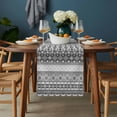 thumbnail image 2 of Grey White Boho Table Runner - 90 Inch Long, Kitchen Dining Table Runner Dresser Scarves, Vintage Ethnic Tribe Abstract Art Farmhouse Decor for Coffee Tables Wedding Party Banquet, 2 of 8