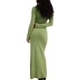 thumbnail image 5 of Biekopu Women's Fall Long Dress Elegant Long Sleeve Scoop Neck Solid Color Midi Thigh Split Dress, 5 of 7