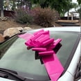thumbnail image 2 of Big Car Bow Gift Ribbon - 25" Wide, Fully Assembled, Hot Pink Fuchsia, Christmas, Valentine's Day, Breast Cancer Awareness, 2 of 3