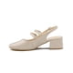 thumbnail image 2 of Zapatilla Tacon Bajo Formal Elegante Oficina Charol Beige marron 22.5, 2 of 7