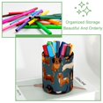 thumbnail image 3 of Compacto y elegante: portalápices cilíndrico y organizador de escritorio para maquillaje y artículos de arte, con diseño de perro salchicha., 3 of 5
