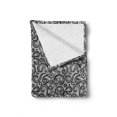 thumbnail image 2 of Art Deco Soft Flannel Fleece Throw Blanket, Monochrome Lace Effect Geometrical Pattern with Botanical Elements, Cozy Plush for Indoor and Outdoor Use, 50" x 60", Charcoal Grey and White, by Ambesonne, 2 of 6