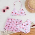 thumbnail image 2 of TOWED22 Girl's 3 Piece Swimsuit Sets Spaghetti Strap Bikini Swimsuit with Beach Skirt(Pink,7-8 Y), 2 of 8