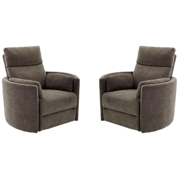 Pemberly Row Modern Brown Fabric Power Swivel Glider Recliner (Two Pack)