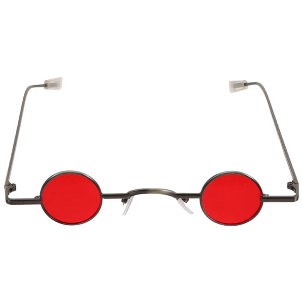 BRIGHTFUFU Gafas de sol pequeñas con montura redonda, creativas, decorativas, para fiesta y playa, para hombres y mujeres (rojas)