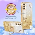 thumbnail image 3 of (3in1 for Samsung Galaxy A14 5G Phone Case Glitter Sparkly for Women Girls Sparkle Girly Bling Shiny Cover Cute Flowers Floral Design with Ring Pretty Gold Cases for Samsung A14 5G 6.6'', 3 of 11