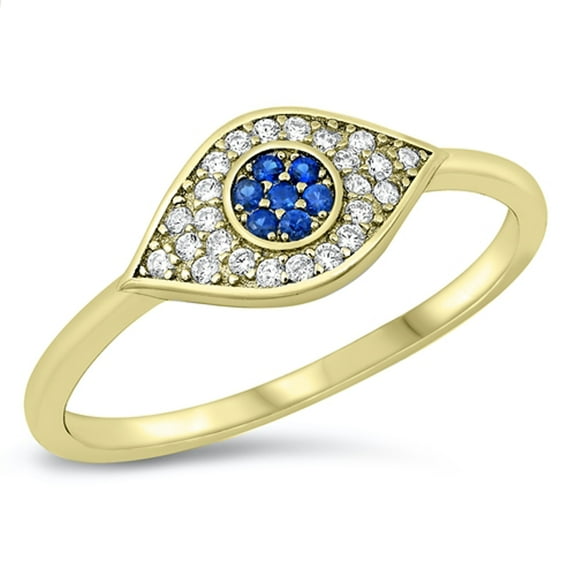 CHOOSE YOUR COLOR Clear CZ Boho Eye Ring .925 Sterling Silver Band White Jewelry Female Size 8