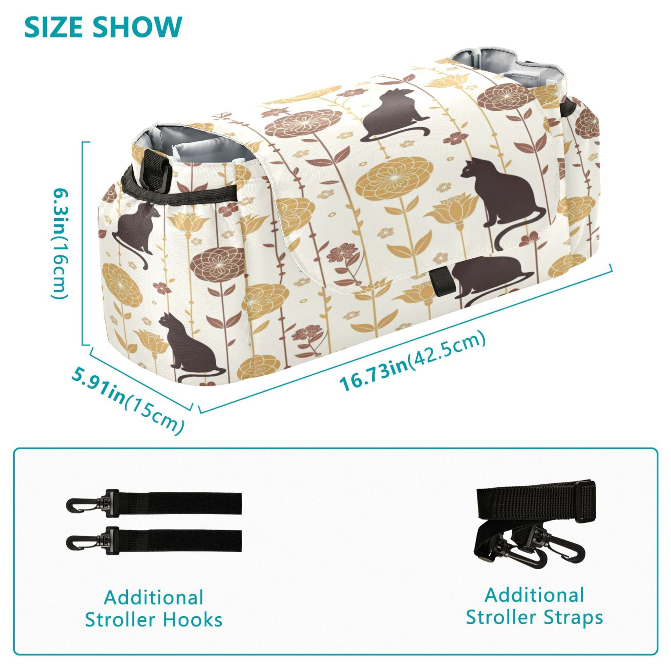 DIXRUYEE Stroller Organizer Vintage Cats Printed