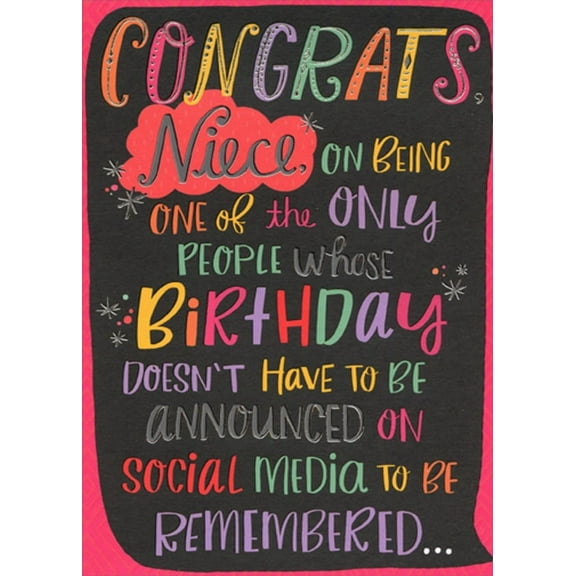 Designer Greetings Announced on Social Media Funny / Humorous Birthday Card for Niece