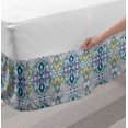 thumbnail image 2 of Autumn Damask Bed Skirt, Repetitive Pattern Flower Shaped Oriental Motifs Illustration, Elastic Bedskirt Dust Ruffle Wrap Around for Bedding Decor, 4 Sizes, Pale Ceil Blue Multicolor, by Ambesonne, 2 of 2