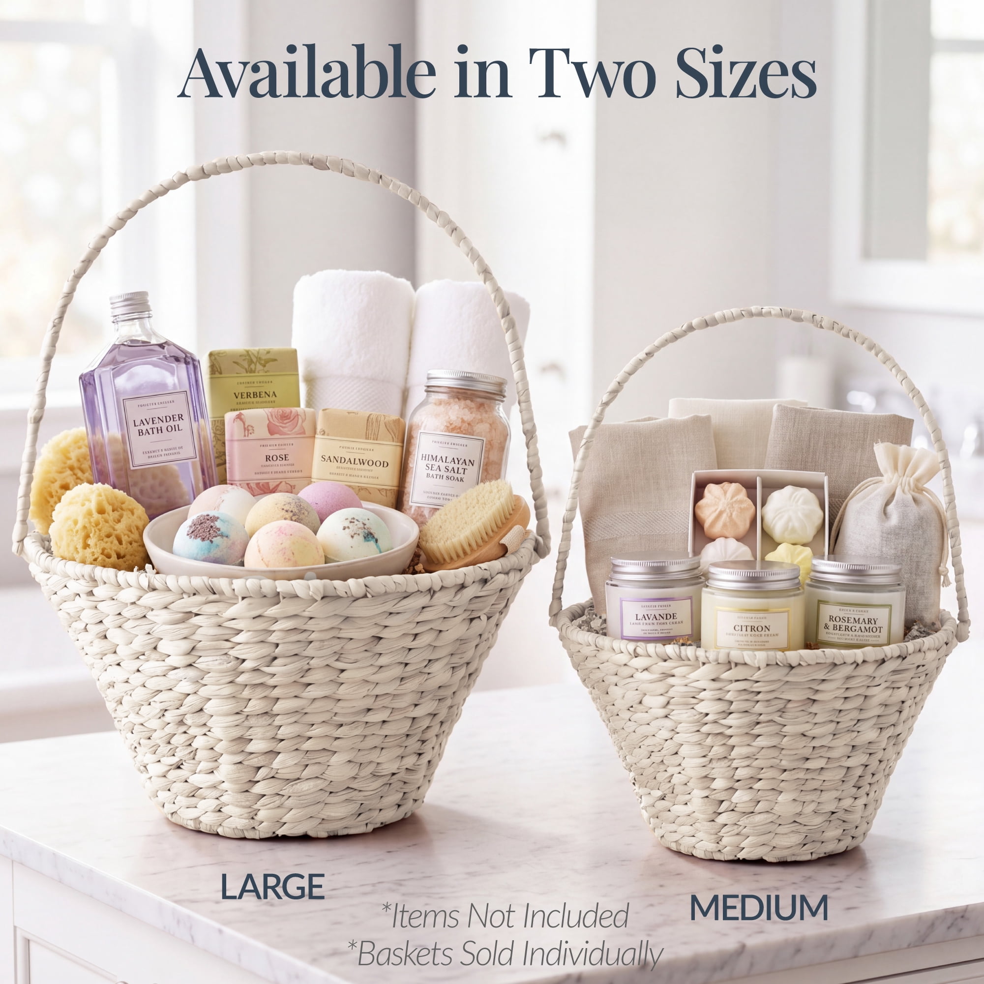 Best Choice Products Handwoven Medium Mother's Day Gift Basket, 20 inch Basket Basket w/Collapsible Handle - White