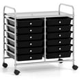 thumbnail image 1 of Costway 12 Drawers Rolling Cart Storage Scrapbook Paper Studio Organizer Bins Black, 1 of 10