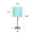 thumbnail image 3 of Creekwood Home 19.5" Brushed Steel Table Lamp with Charging Outlet, Aqua Shade & LED Bulb, 3 of 6