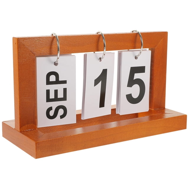 PAMINGONO Calendrier de Bureau à Rabat en Bois Perpétuel Vintage Brun pour la Maison