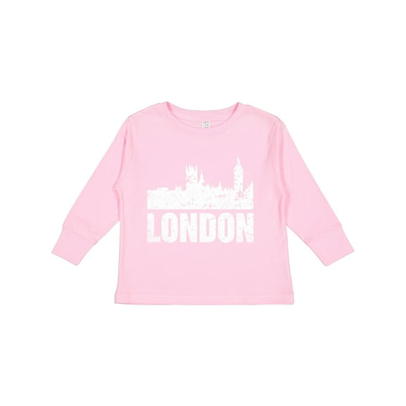 Inktastic London England City Skyline with Grunge Boys or Girls Long Sleeve Toddler T-Shirt