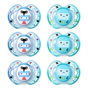 Tommee Tippee Closer to Nature, Fun Style Baby Pacifier, 0-6m, 6pk, Boy