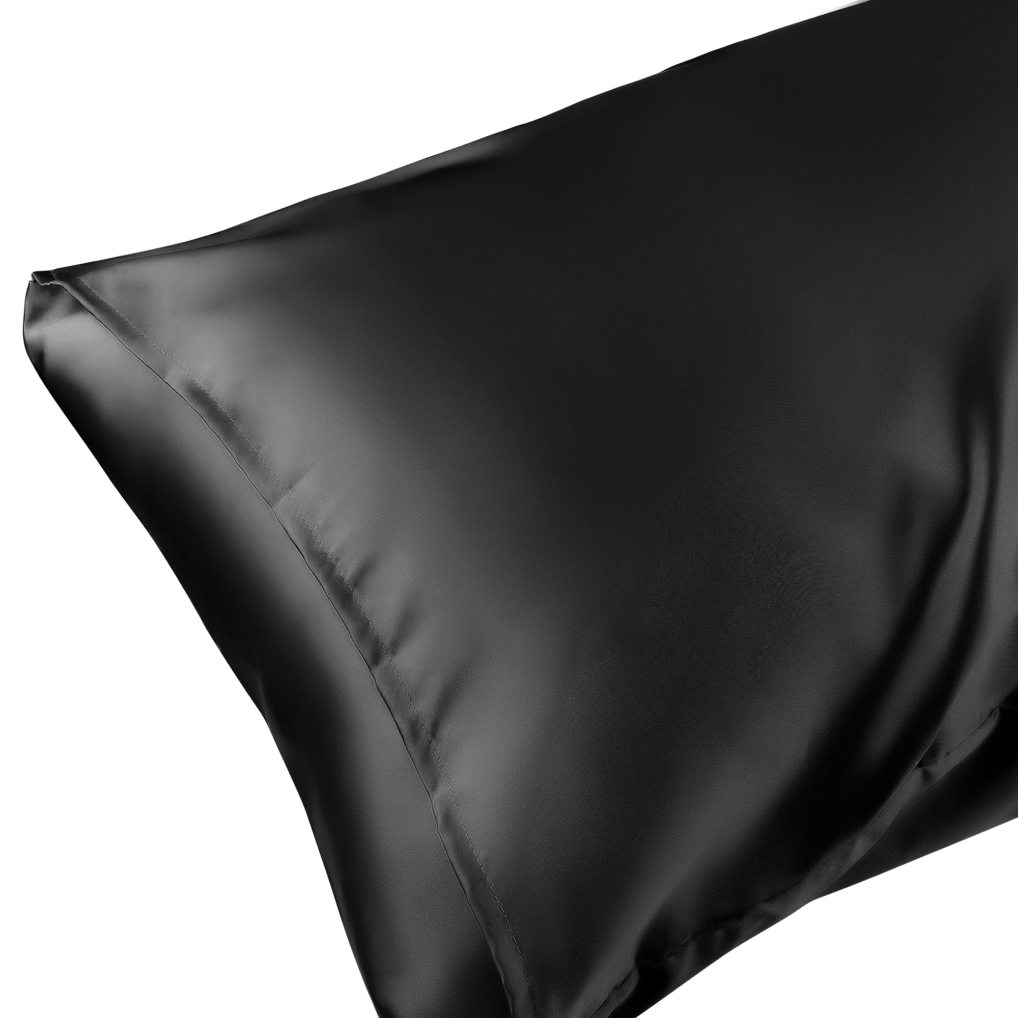 Unique Bargains Envelope Closure Breathable and Soft Satin Pillowcase (2 Count) Black Queen