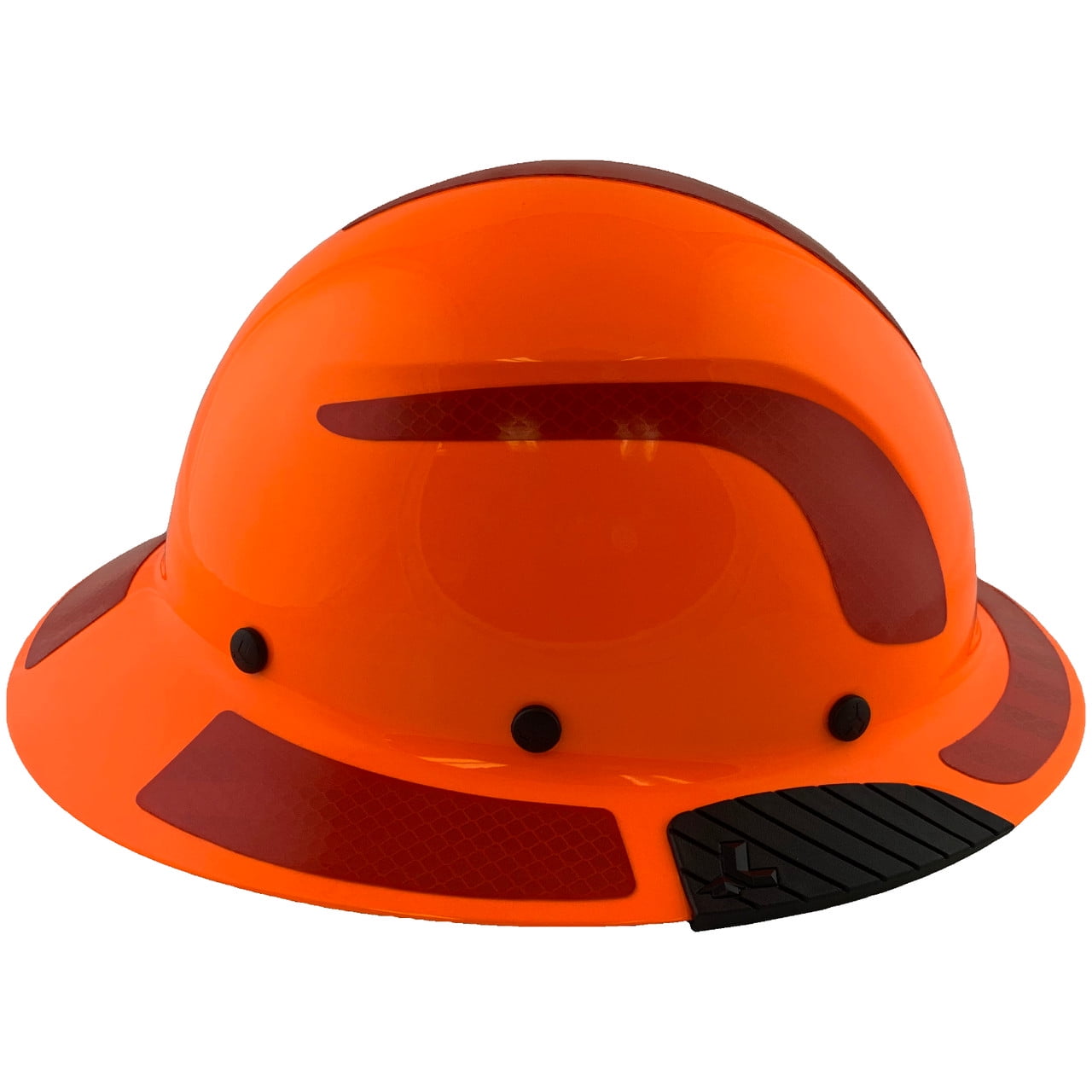 DAX Fiberglass Composite Hard Hat - Full Brim High-Viz Orange with Reflective Red Decal Kit Applied