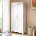 thumbnail image 3 of Ciphrias 71 Inch White Metal Wardrobe with 2 Doors and Adjustable Shelves, 3 of 9