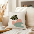 thumbnail image 3 of Ethan Taylor Botanical Throw Pillow Soft Cushion Cover 'Bohemian Monstera Botanicals Monstera Leaf' Bohemian Pattern Decorative Square Accent Pillow Case, 16x16 Inches, Black, Pink, 3 of 5