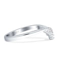 thumbnail image 5 of Curved Band Pear Teardrop 8mm Cubic Zirconia White Tone 925 Sterling Silver, Size 8, 5 of 7