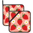 thumbnail image 1 of SKQIT Strawberry Groovy Floral Print Pot Holders Set of 2, Kitchen Heat Resistant Potholder for Microwave Cooking Baking Oven End Dishes and BBQ, 1 of 7