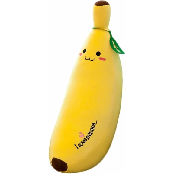 Banana Plush Pillow Stuffed Banana Plushie Cute Fruit Toy for Kids birthday present comfort toy, 13.7 inch