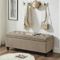 thumbnail image 4 of Tabaray Storage Bench, Linen Upholstered Tufted Ottoman Bench, 45" Long with Storage for Bedroom, Living Room, Entryway (Light Brown 45"), 4 of 14