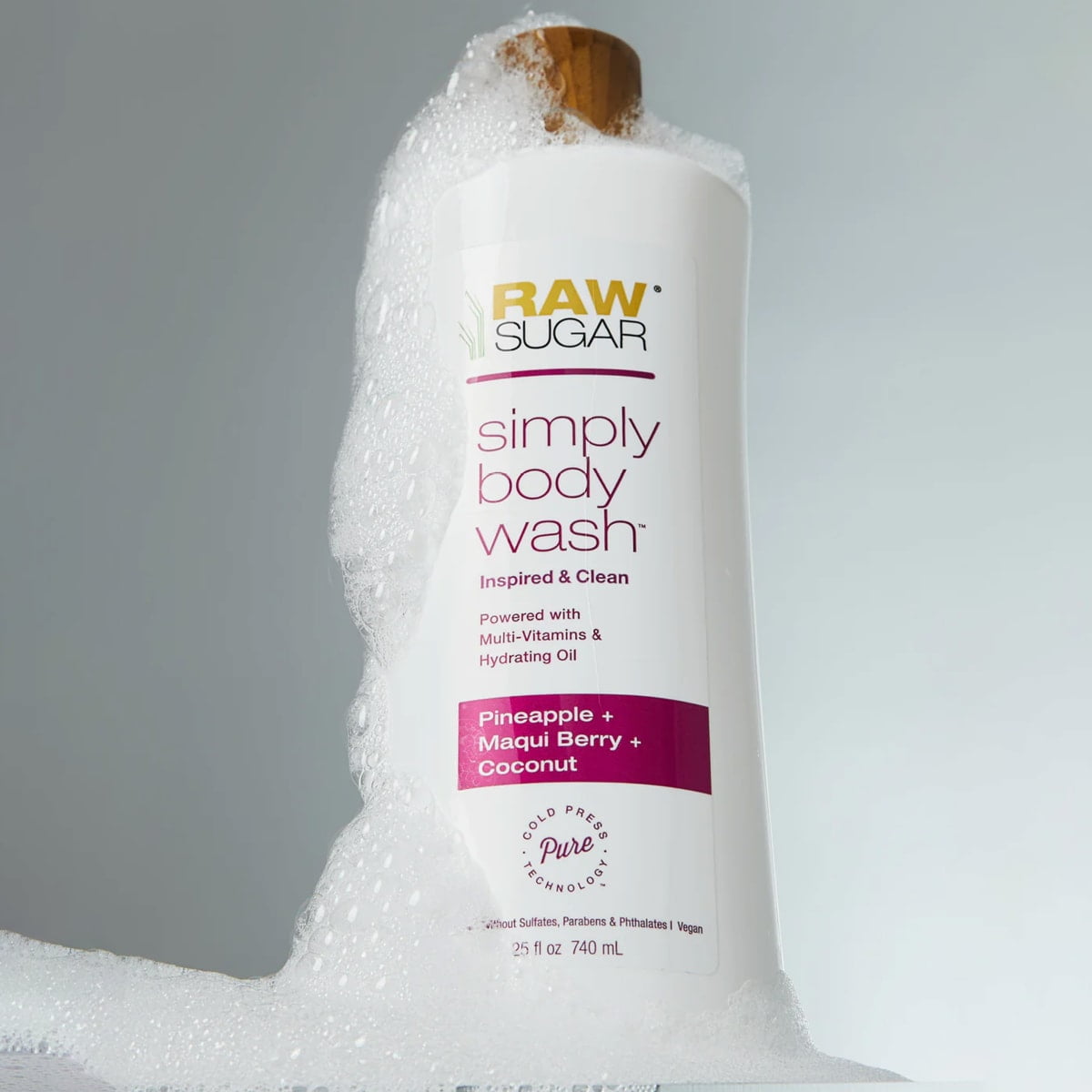 Raw Sugar Simply Body Wash, Pineapple + Maqui Berry + Coconut, 40 fl oz
