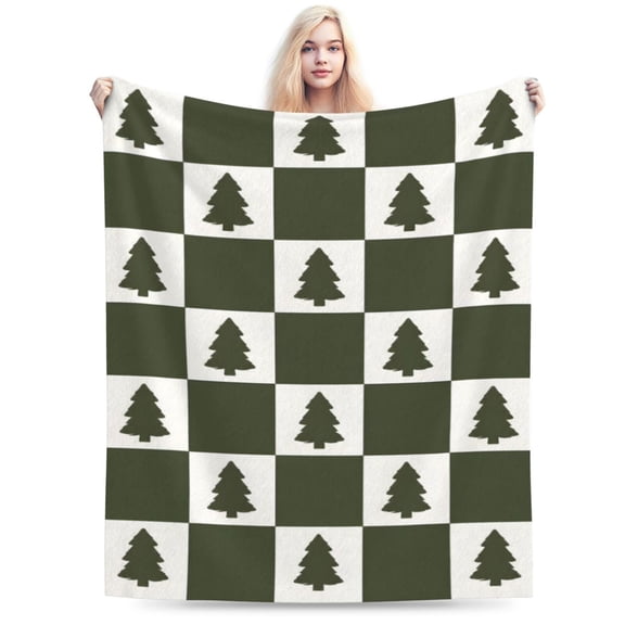Buryeah Christmas Tree Knit Throw Blanket, Reversible Knitted Throw Blanket, Cozy Soft Lightweight Gift for Couch Sofa Bed 50x40