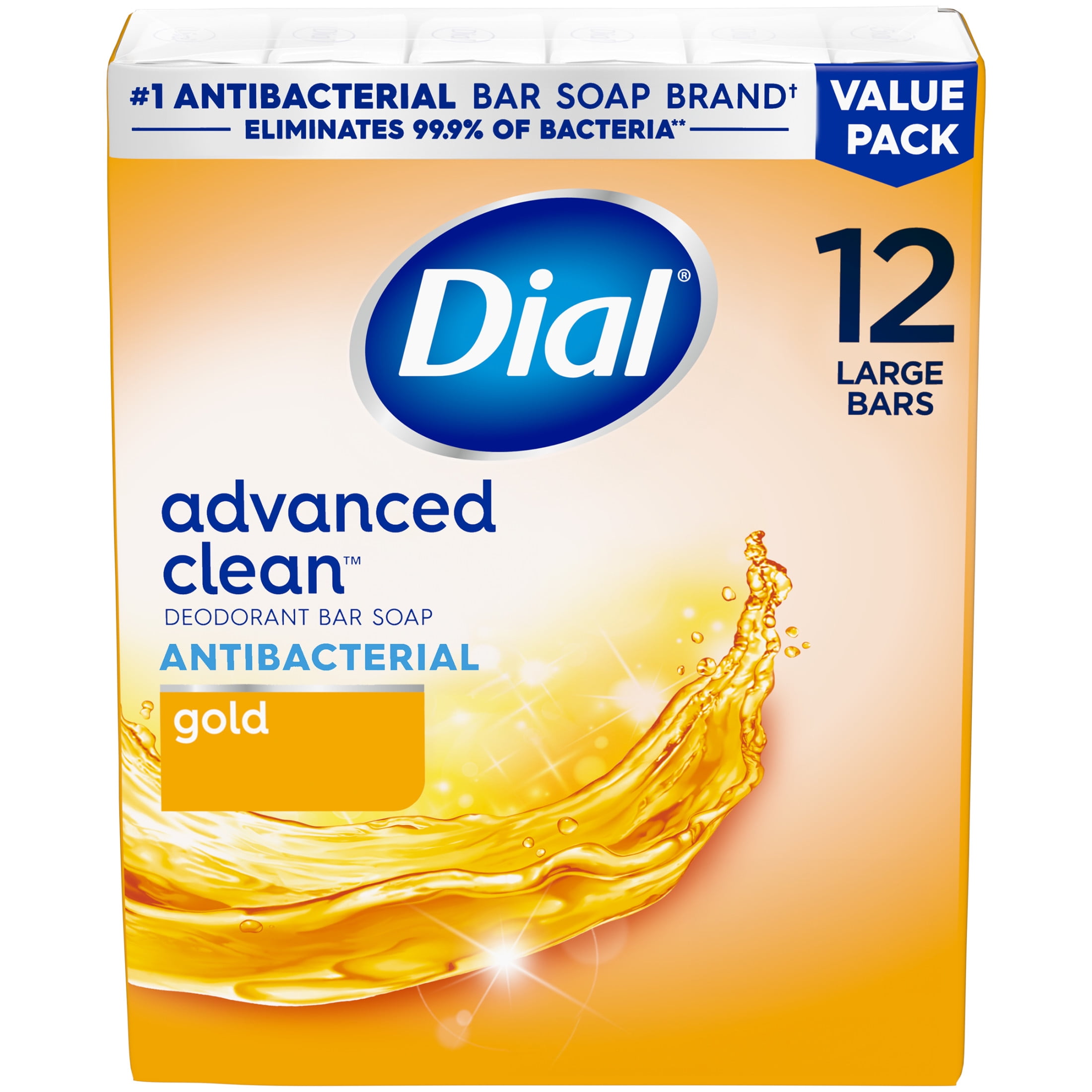 (4 pack) Dial Gold Antibacterial Deodorant Bar Soap, Advanced Clean Deep Cleanse Bar, 4 oz, 12 Bars