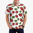 thumbnail image 2 of Balery Hand Drawn Strawberry Printed Men’s Short Sleeve Polo Shirt, Midweight Men's Shirt,Golf Polo shirts -, 2 of 8